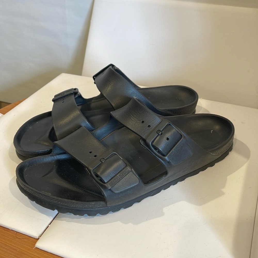 Birkenstock Eva Arizona slide sandals in black size 39